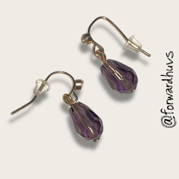Bundle Sale 3 for $15 | Purple Faceted Dangle Earrings – 15/16” - Picture 1 of 8